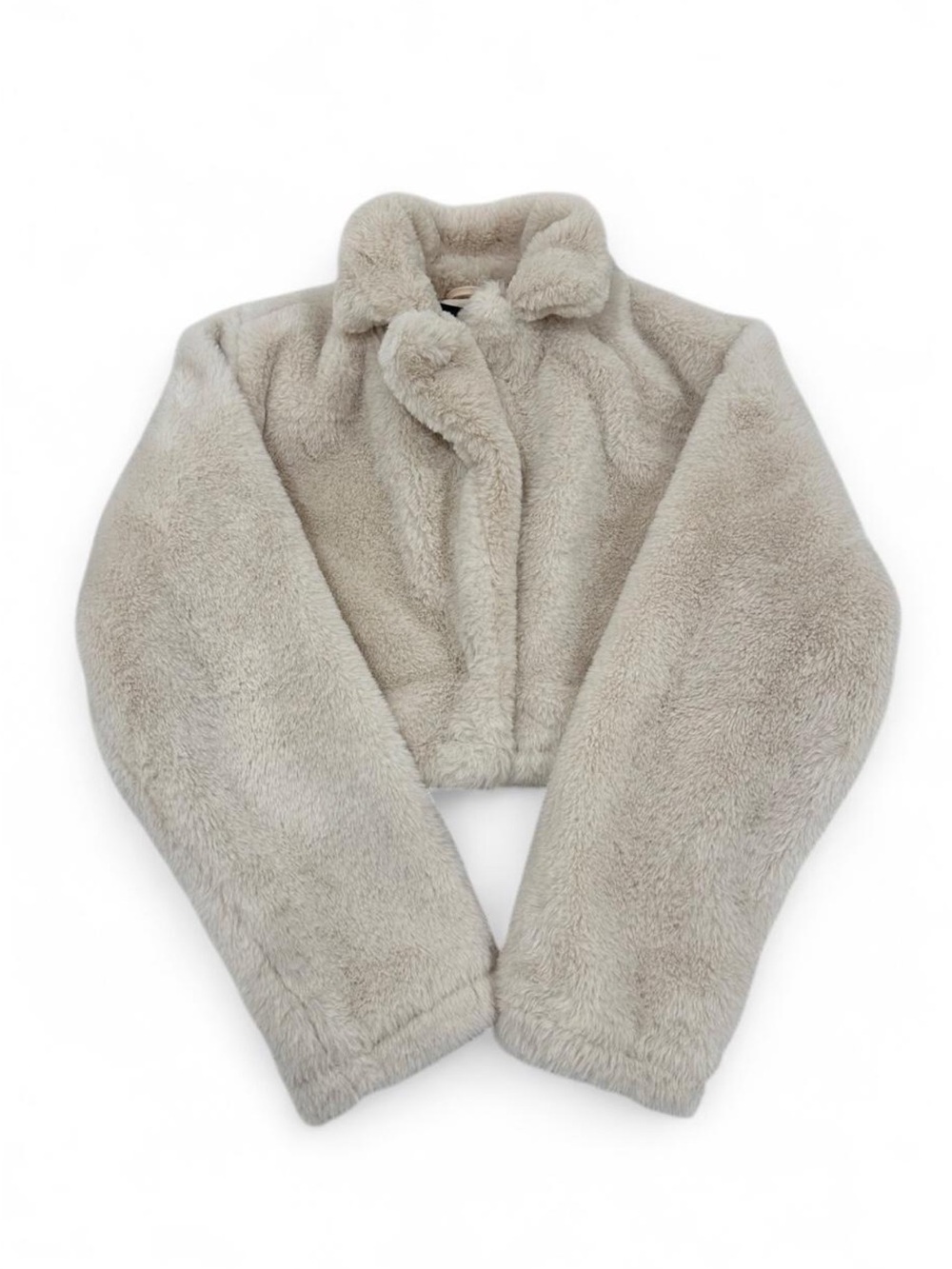 Women's Faux Fur Cropped Jacket - Cream